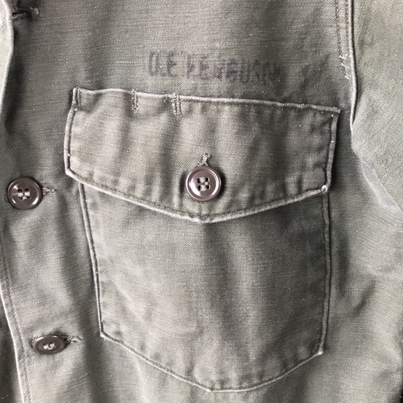 VTG 1965 Military Issue OD Green Men's Shirt 14 1/2x33 - Picture 3 of 8